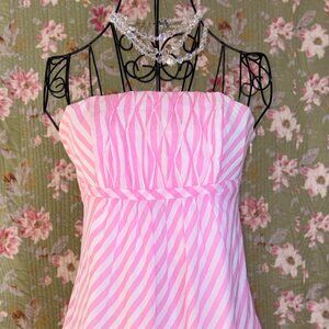 Lilly Pulitzer Strapless Pink & White Stripe Cotton Dress | Size 2 | Resort Summ